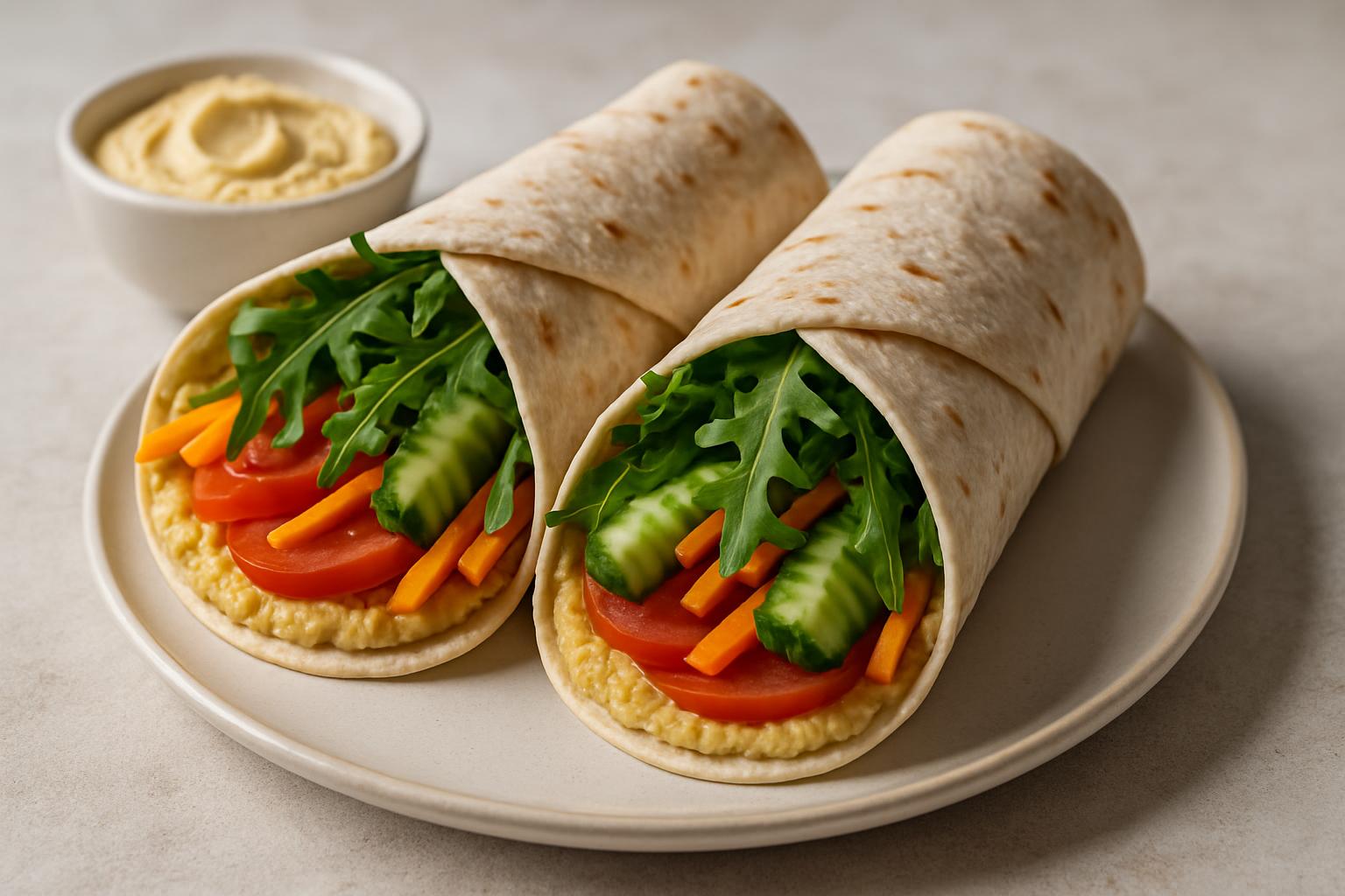 vegetarische wraps met hummus