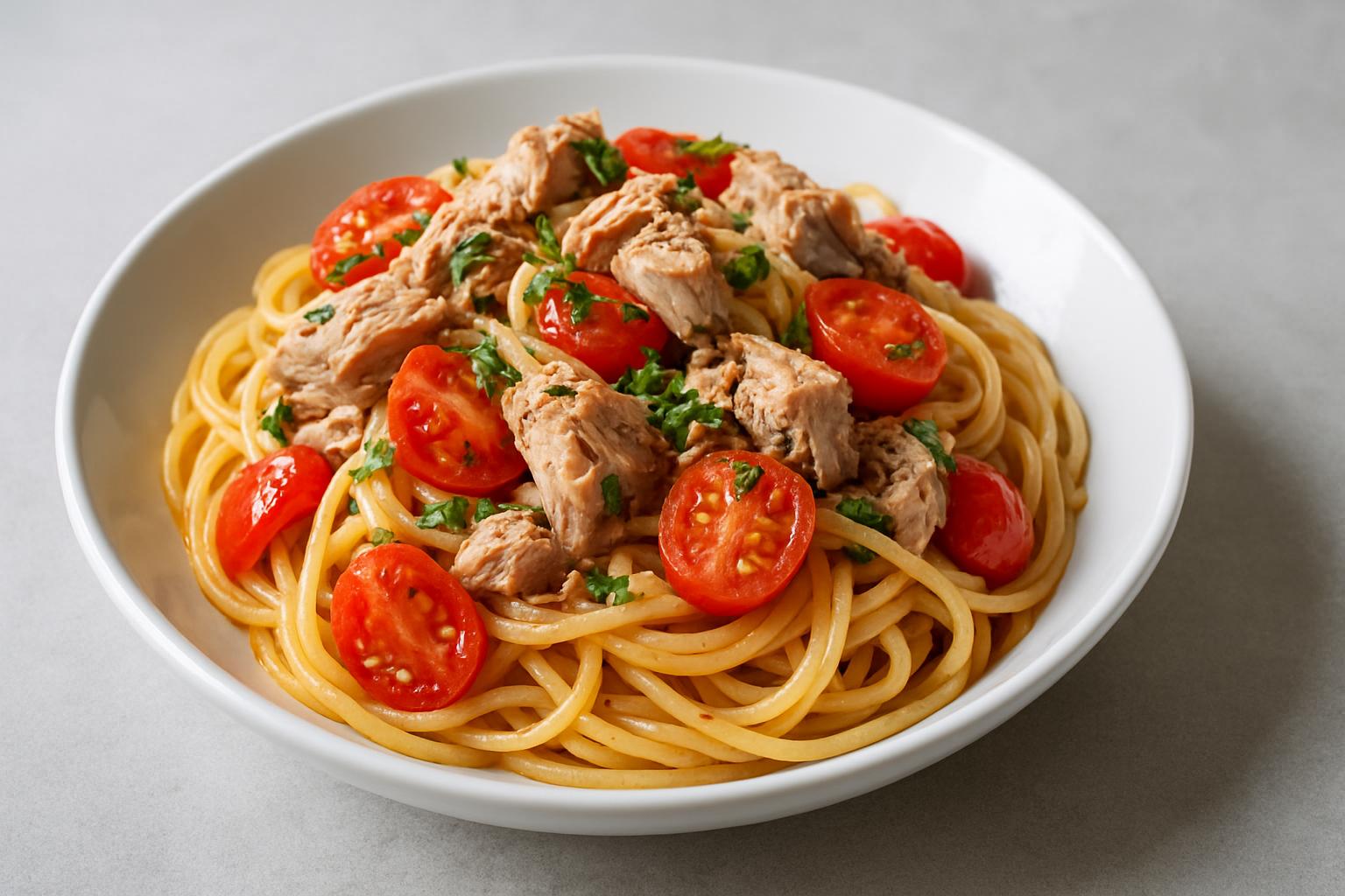 pasta met tonijn en tomaat