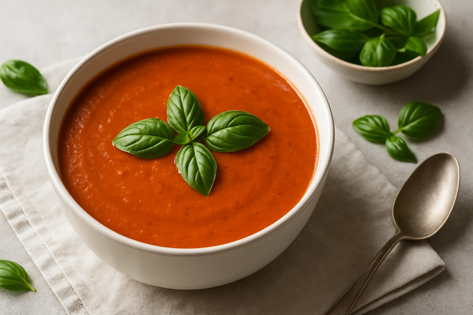 tomatensoep met basilicum