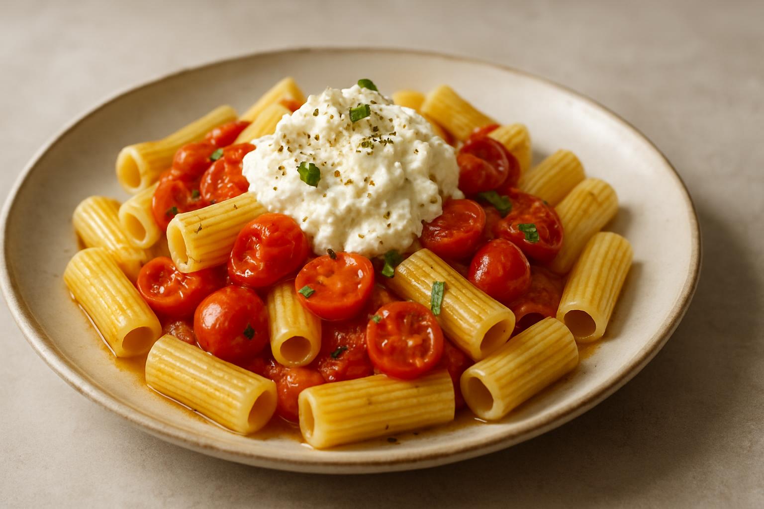 pasta met ricotta en tomaat