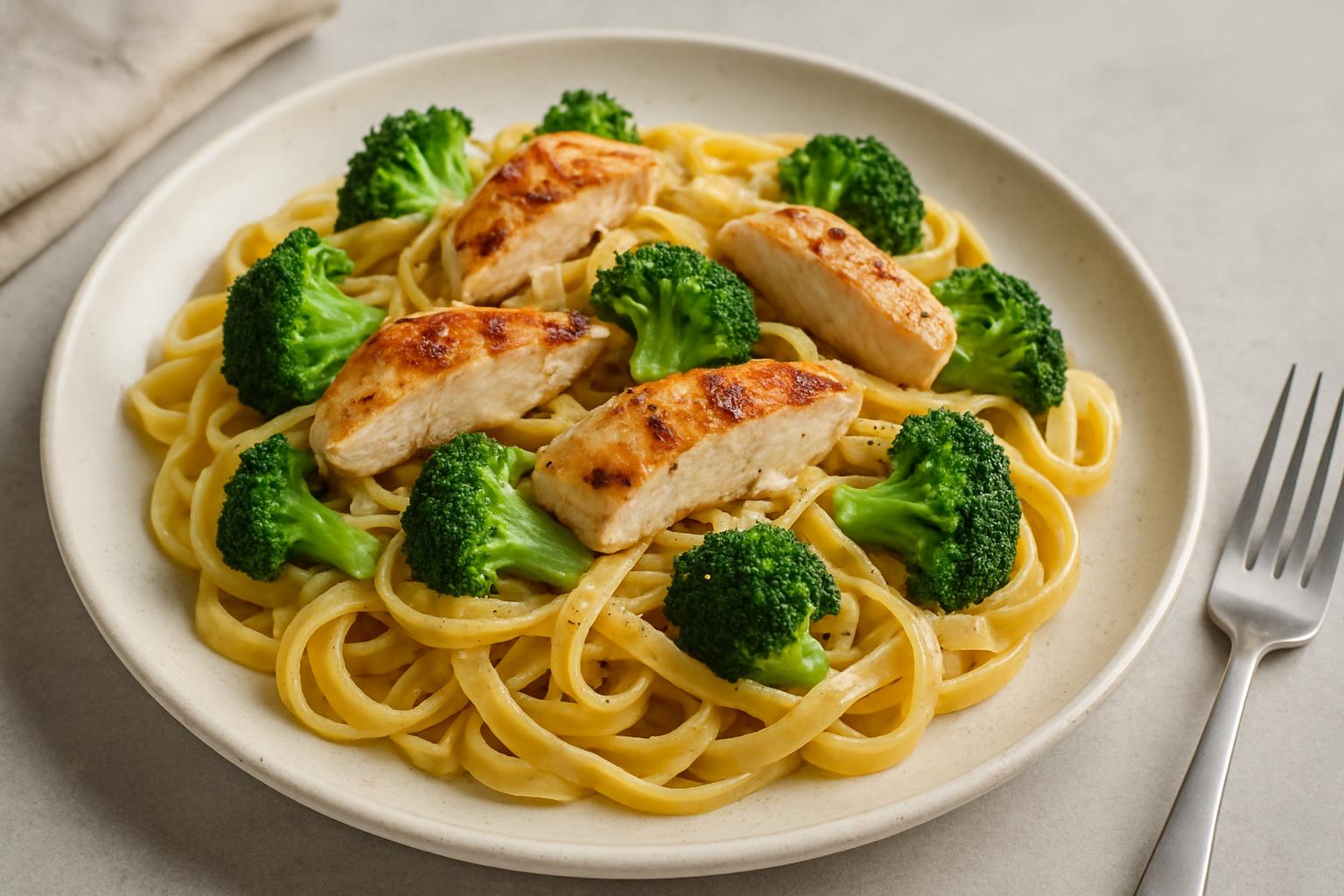 pasta met kip en broccoli
