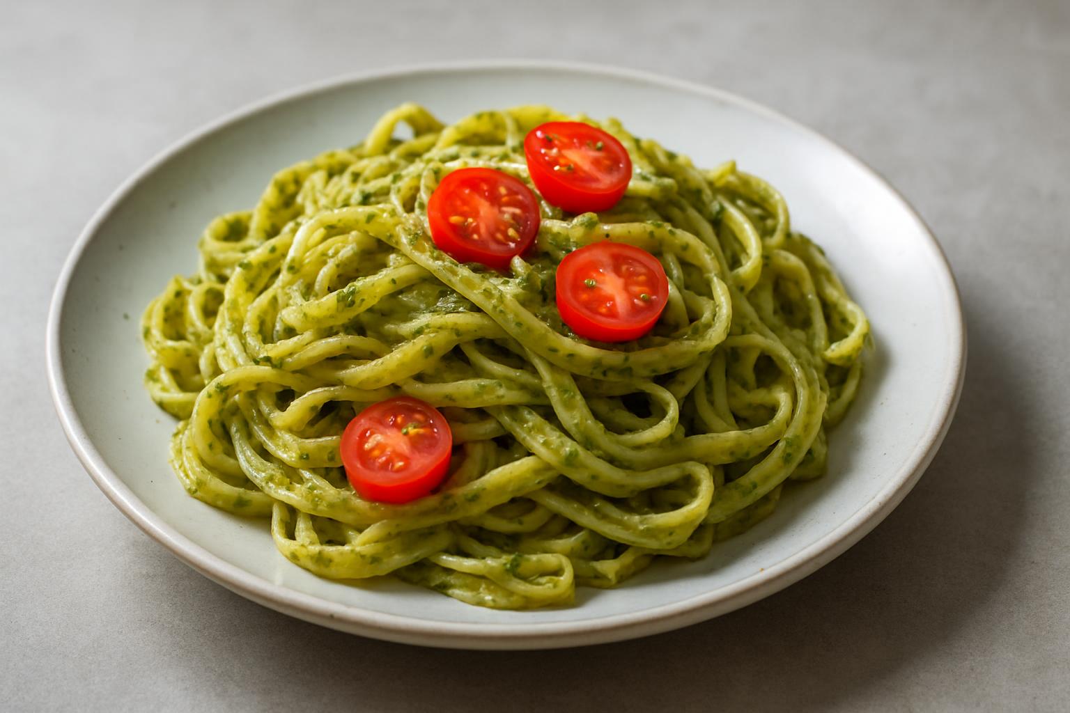 pasta met pesto en cherrytomaat